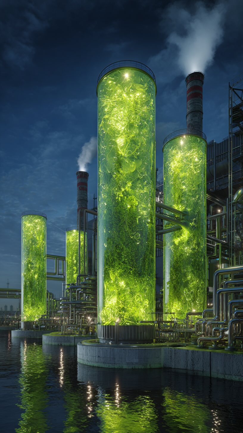 Photobioreactor system with green algae tanks